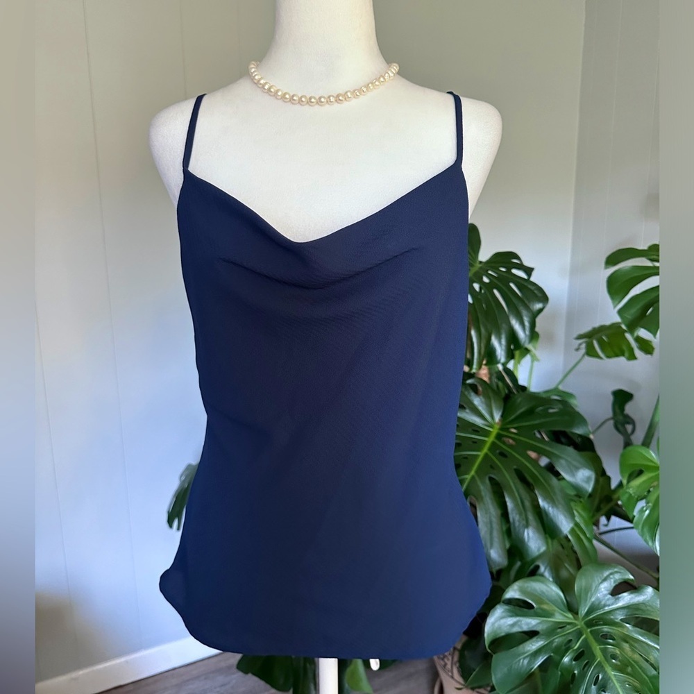 #9) Mine Navy blue adjustable stra shoulder top Size medium